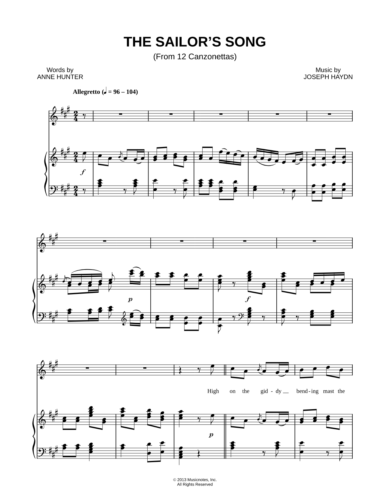 The Sailor's Song (from 12 Canzonettas)