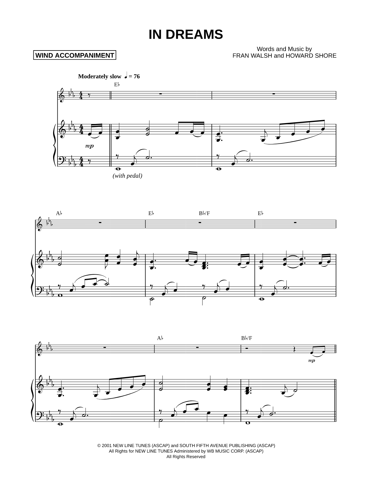 In Dreams - Piano Accompaniment (Winds)