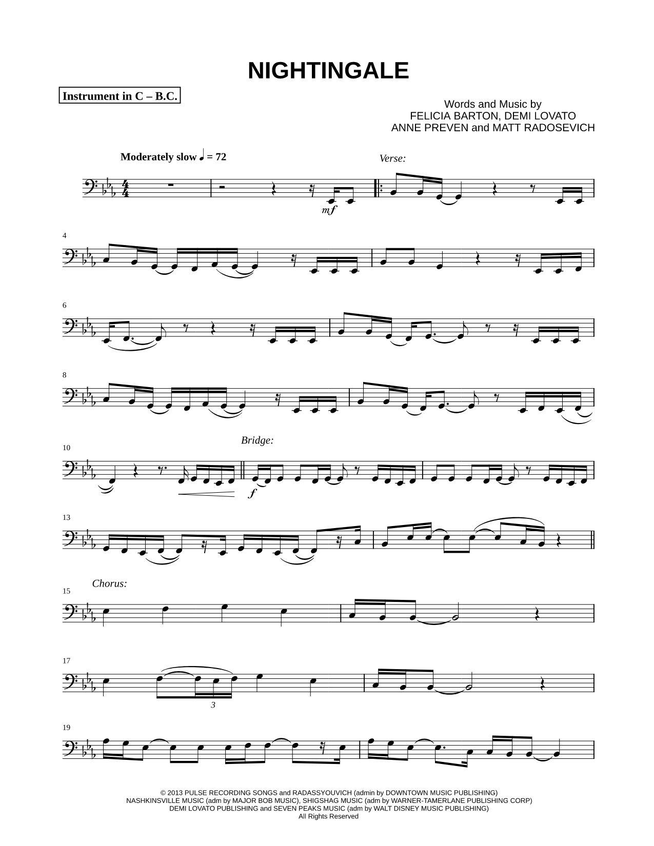Nightingale - Bass Clef Instrument