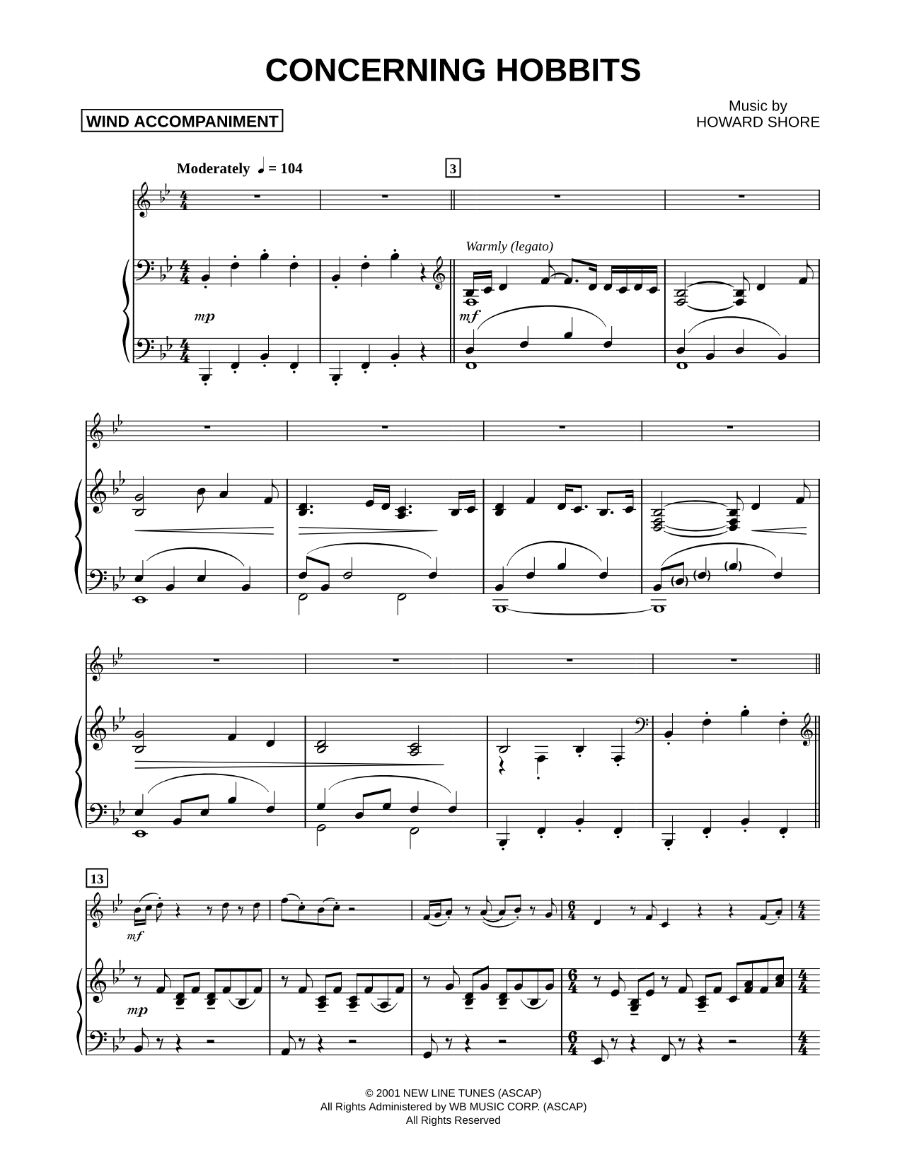 Concerning Hobbits - Piano Accompaniment (Winds)