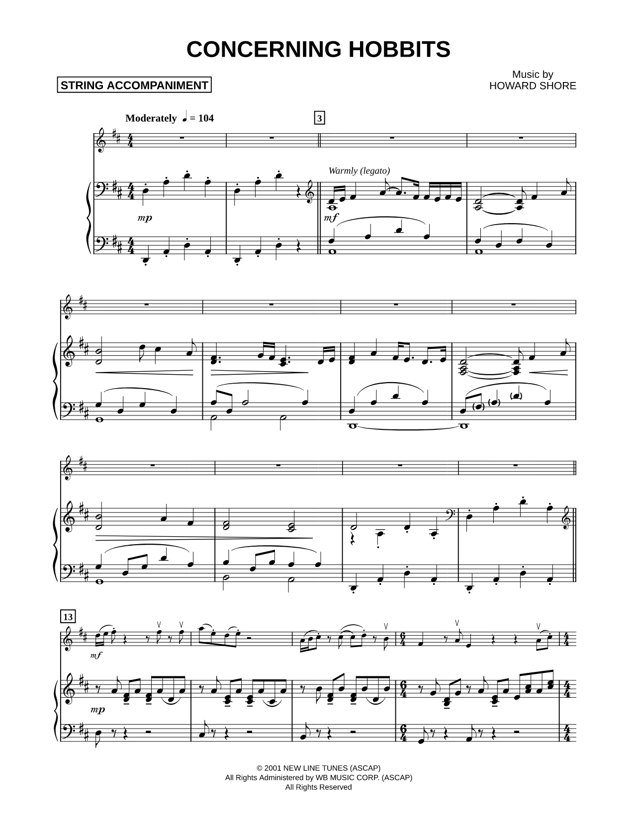 Concerning Hobbits - Piano Accompaniment (Strings)