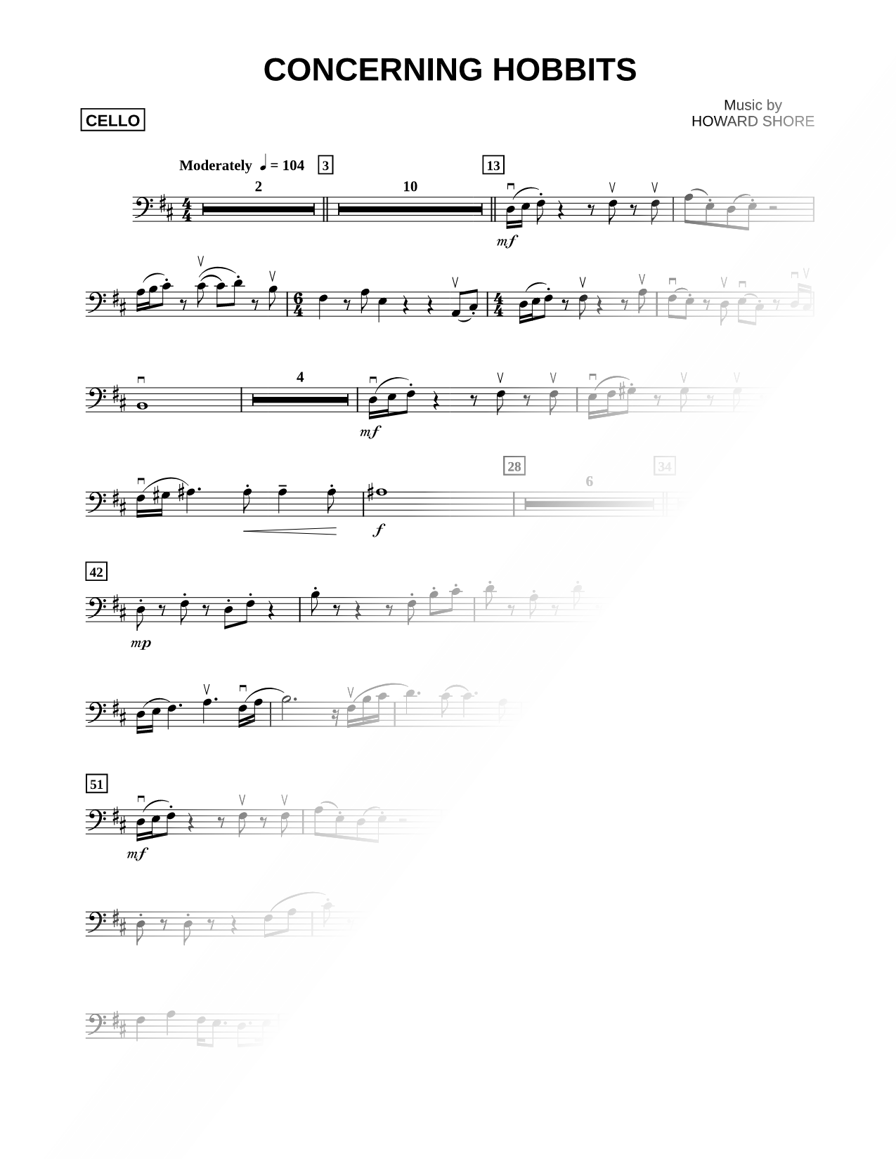 Concerning Hobbits - Cello