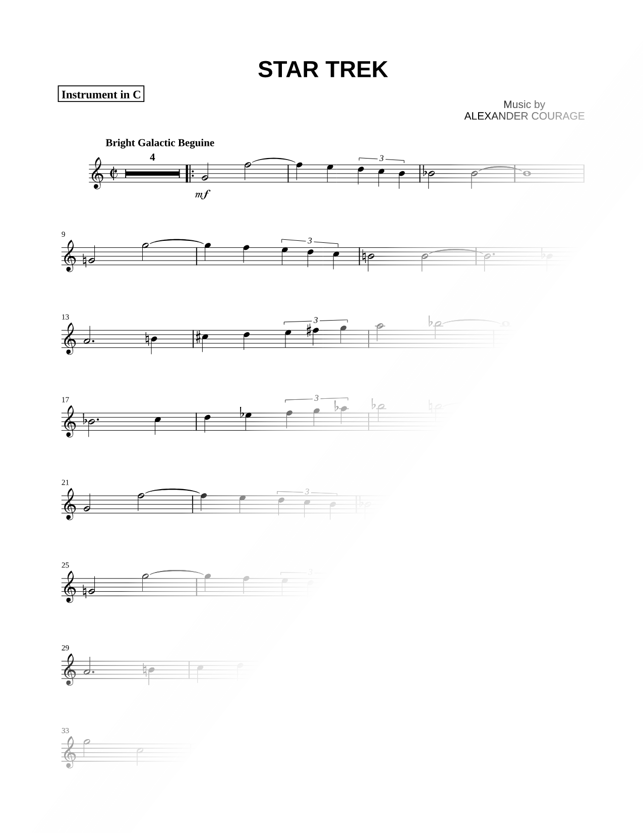 Theme from Star Trek - C Instrument