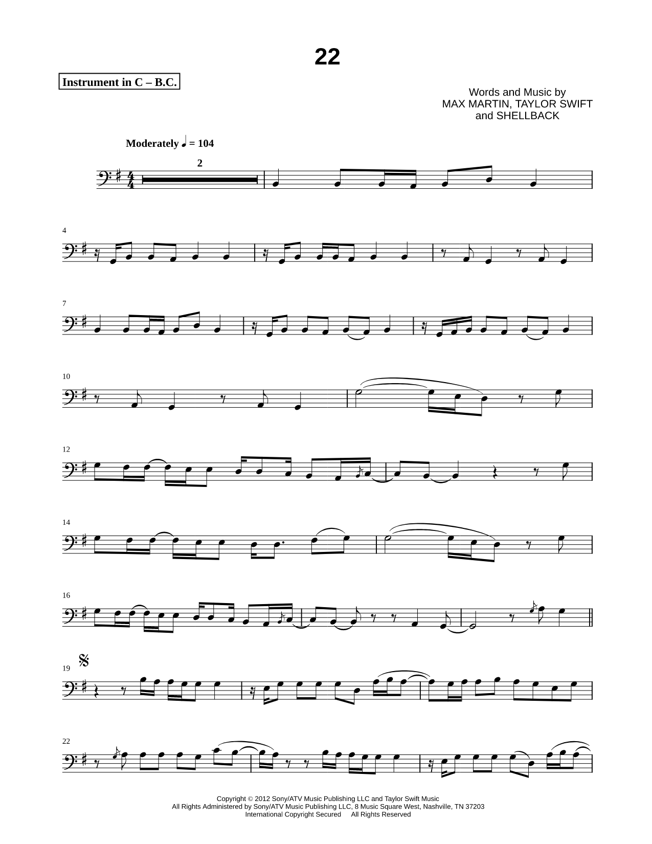 22 - Bass Clef Instrument