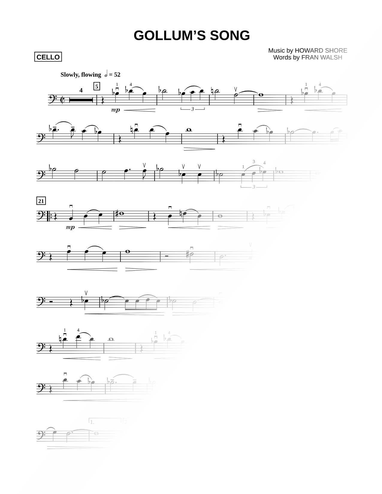 Gollum's Song - Cello