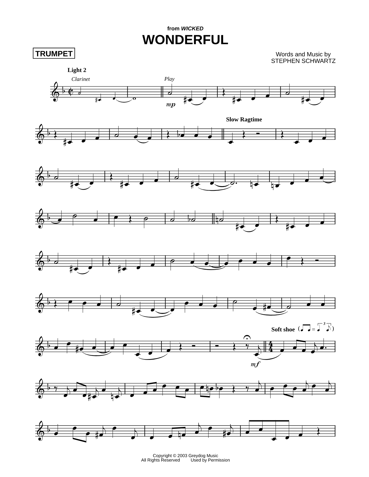 Wonderful Sheet Music — Trumpet Solo