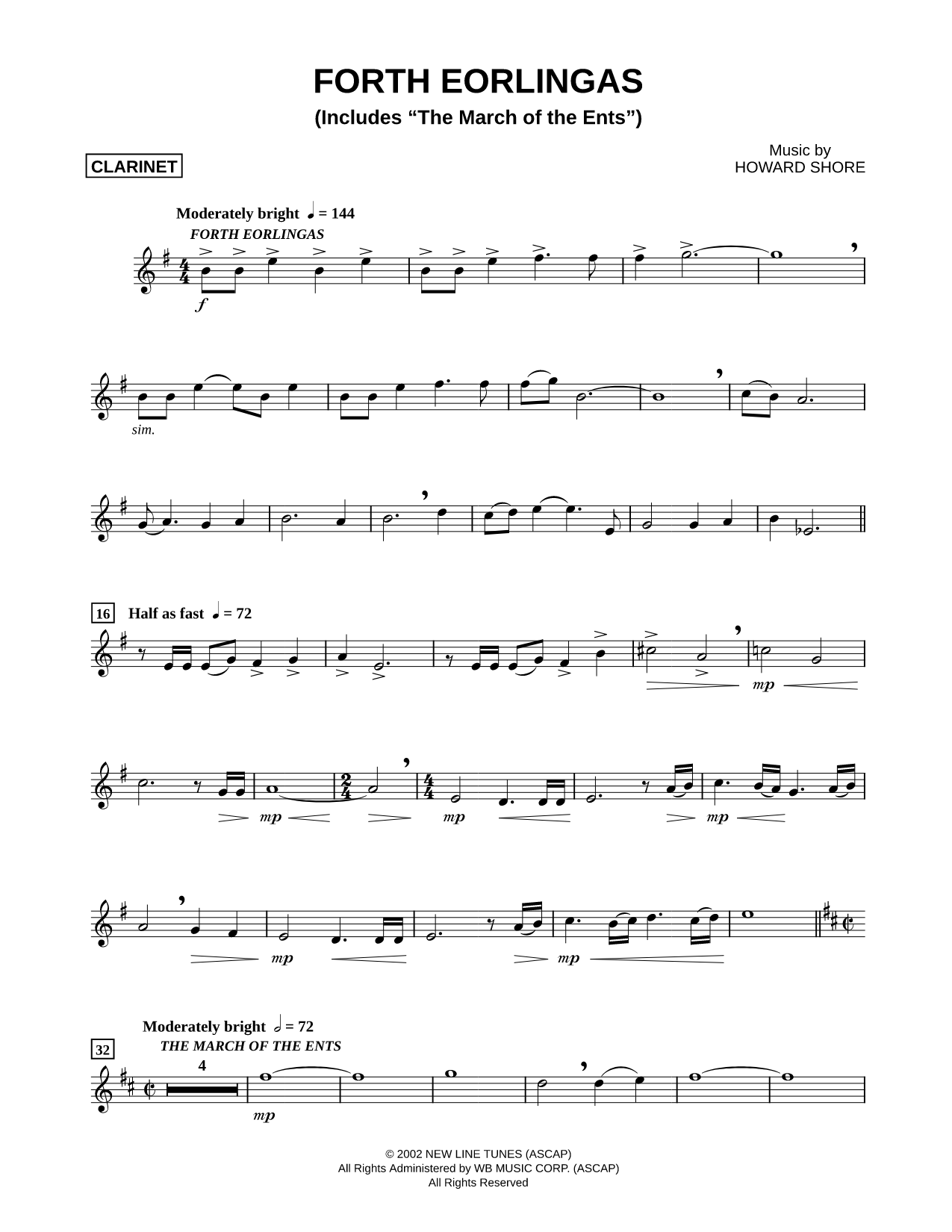 Forth Eorlingas - Clarinet