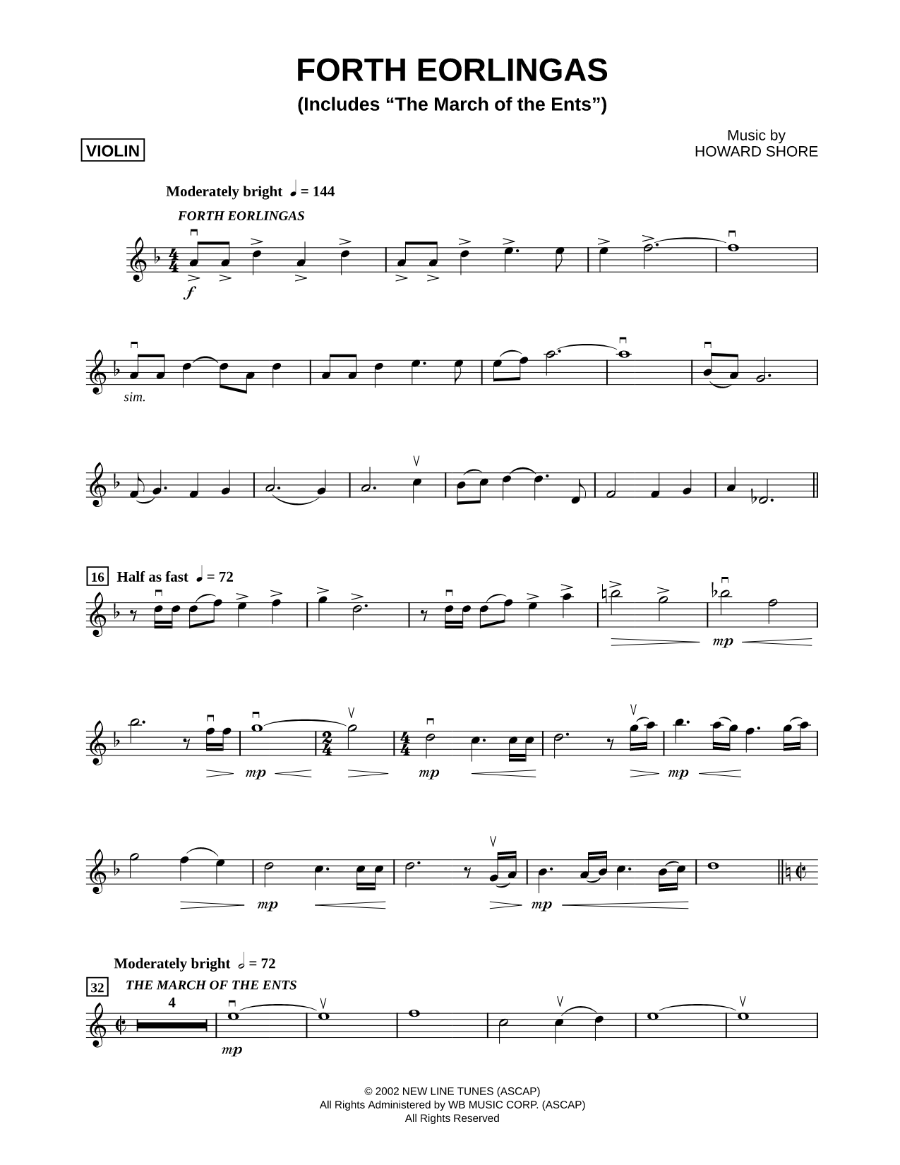 Forth Eorlingas - Violin