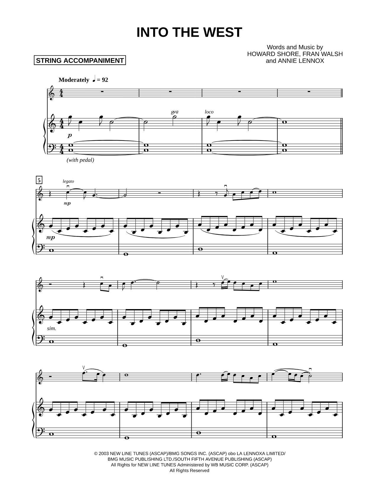 Into the West - Piano Accompaniment (Strings)