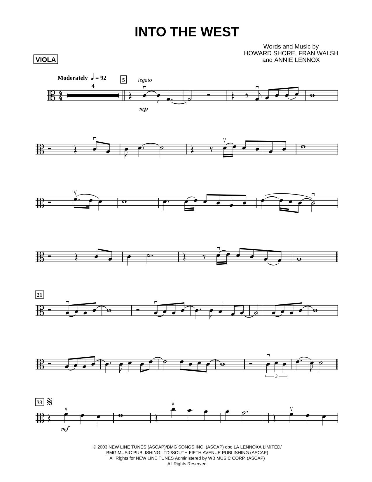 Into the West - Viola