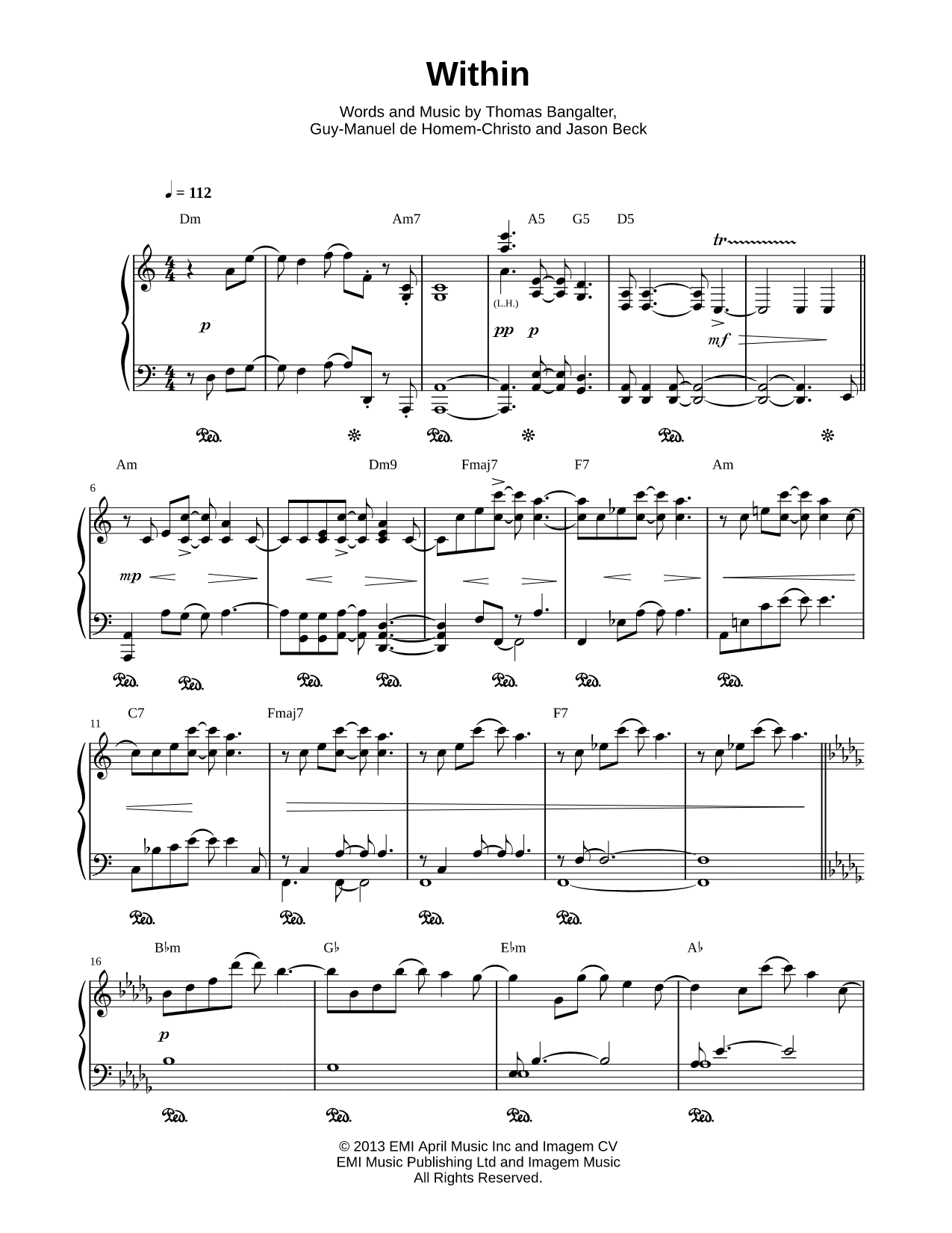 Within Sheet Music — Piano Solo