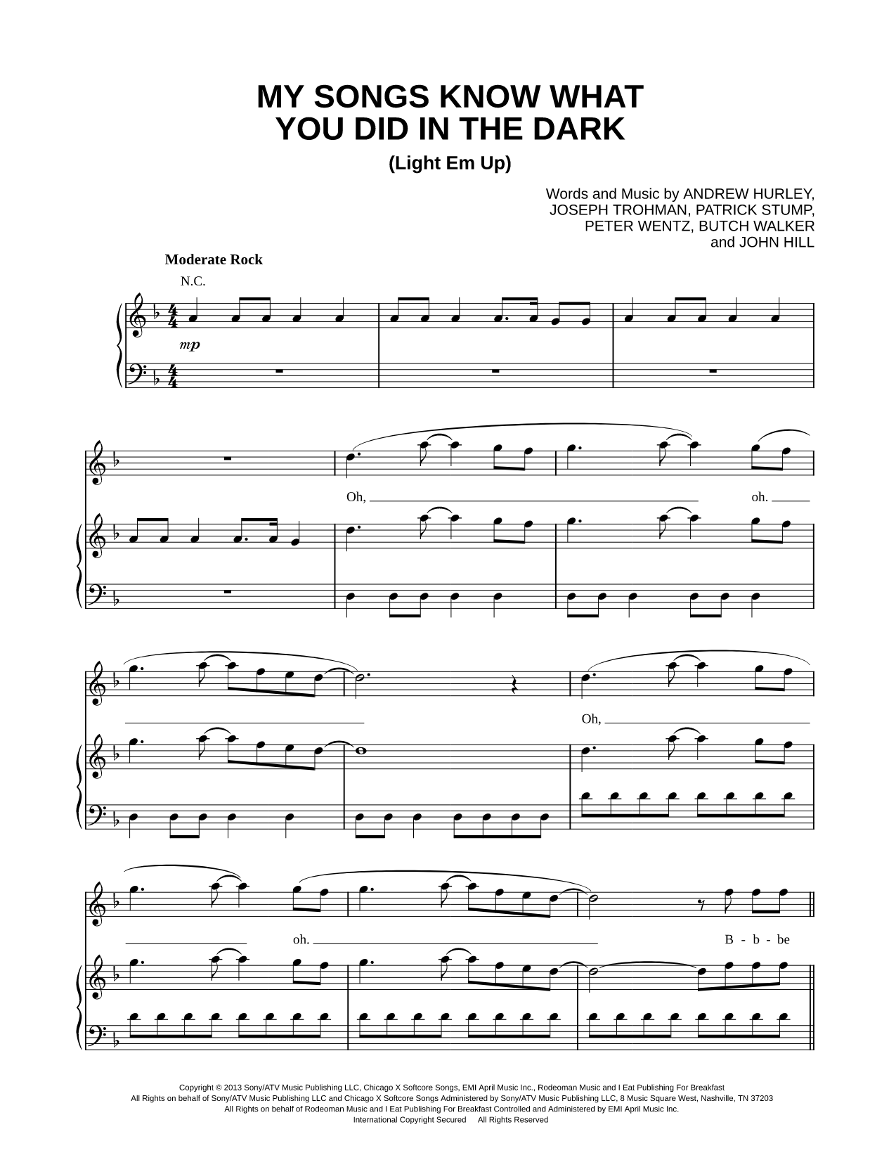 My Songs Know What You Did in the Dark (Light Em Up)