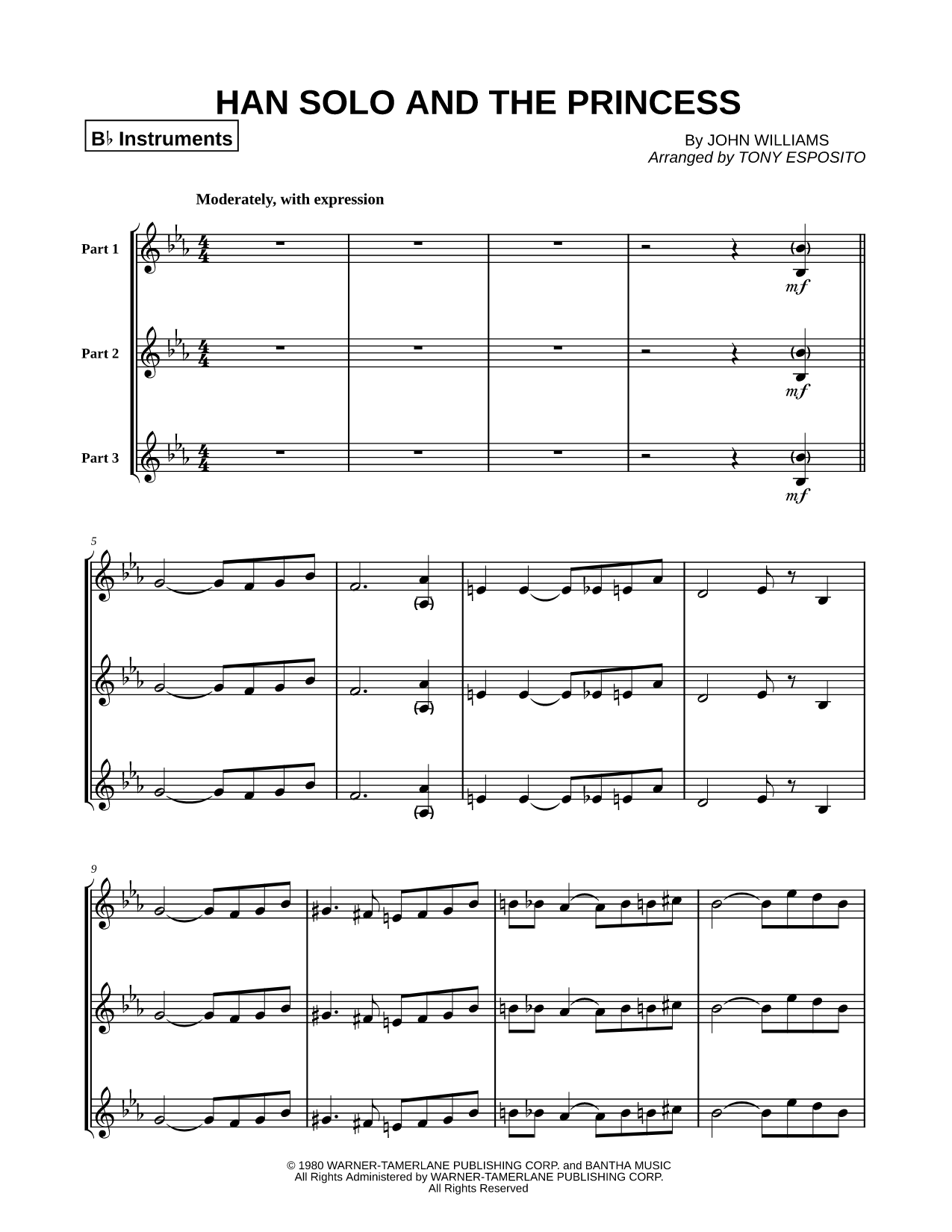 Han Solo and the Princess - Bb Instrument Trio