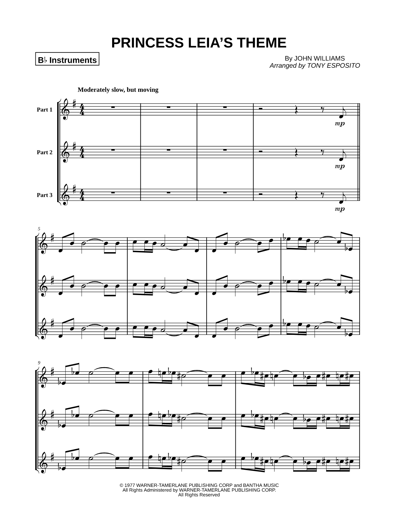 Princess Leia's Theme - Bb Instrument Trio