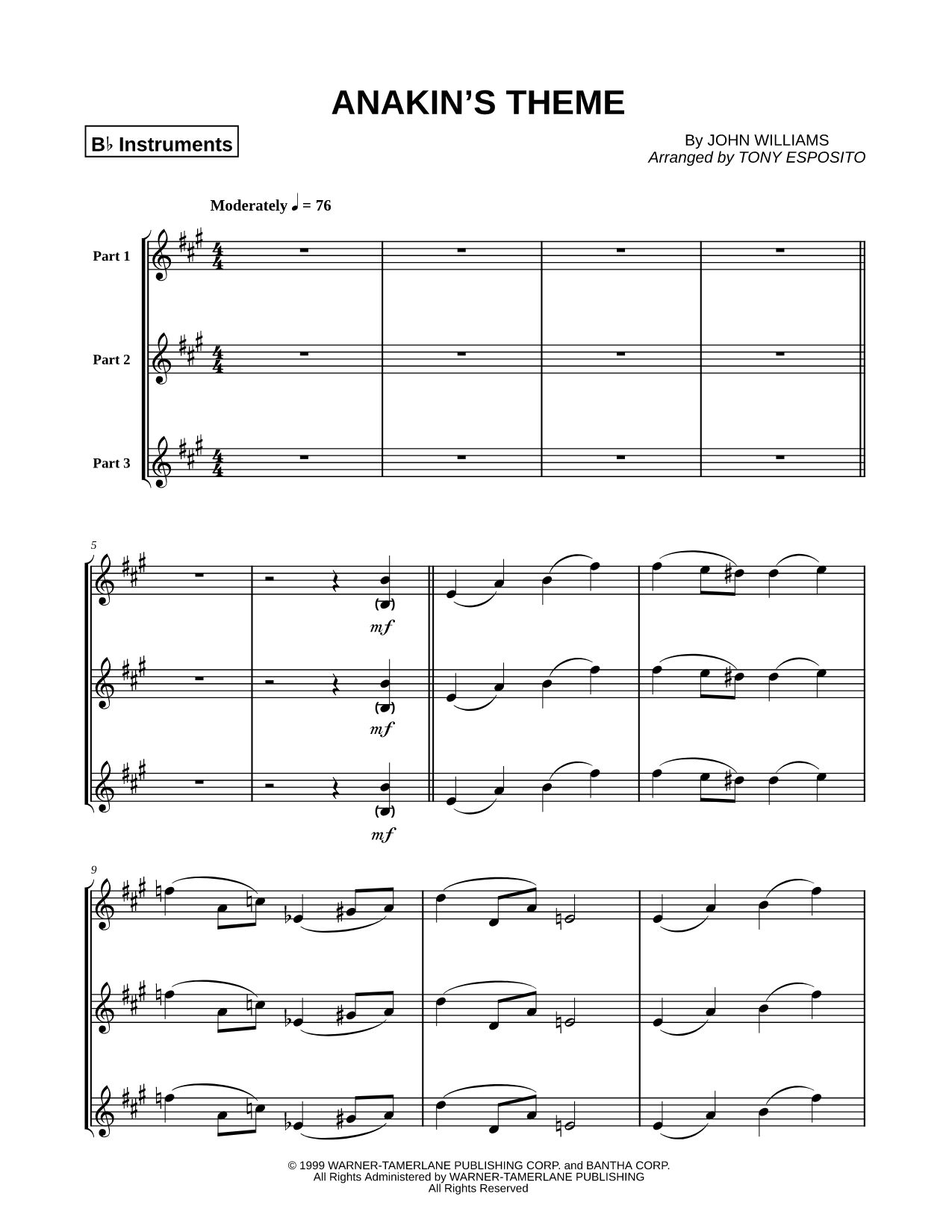 Anakin's Theme - Bb Instrument Trio