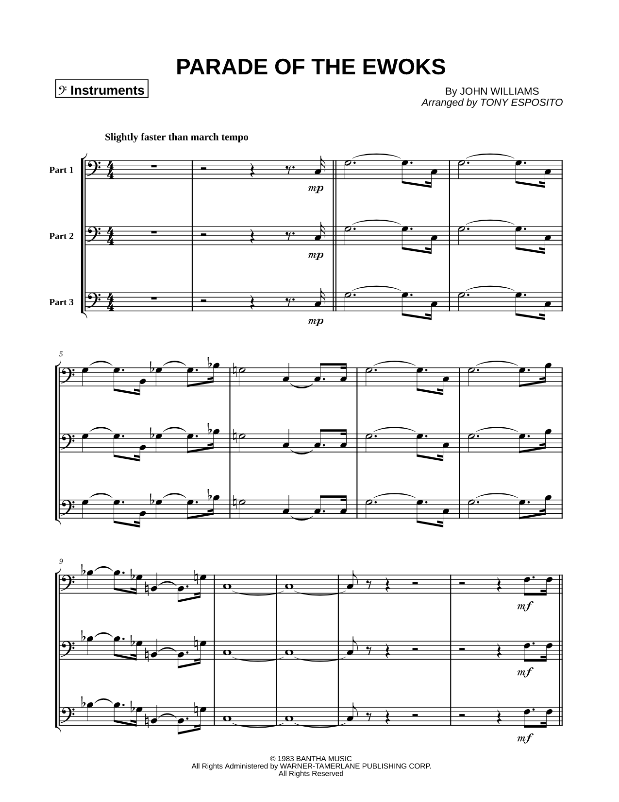 Parade of the Ewoks - Trio of Bass Clef Instruments