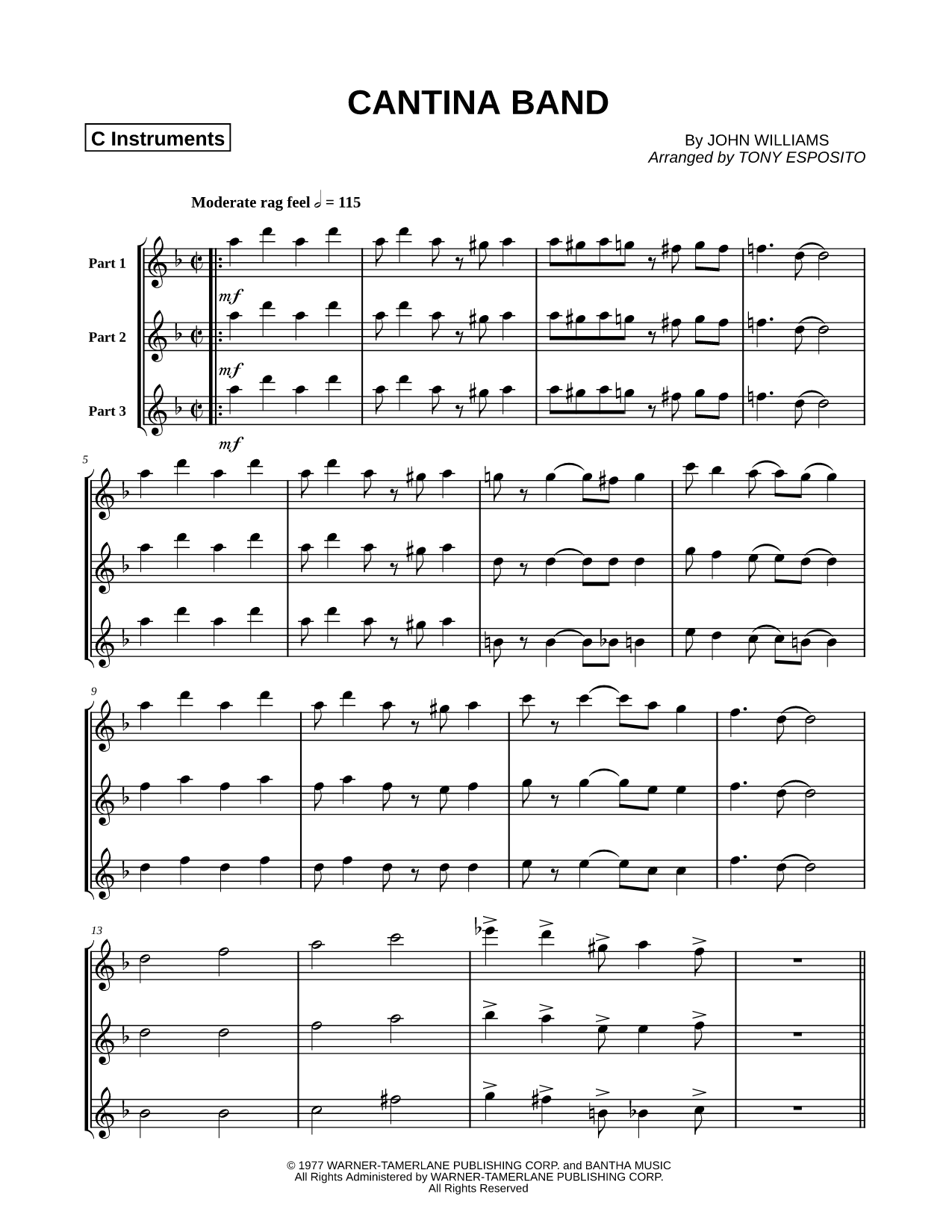 Cantina Band - C Instrument Trio