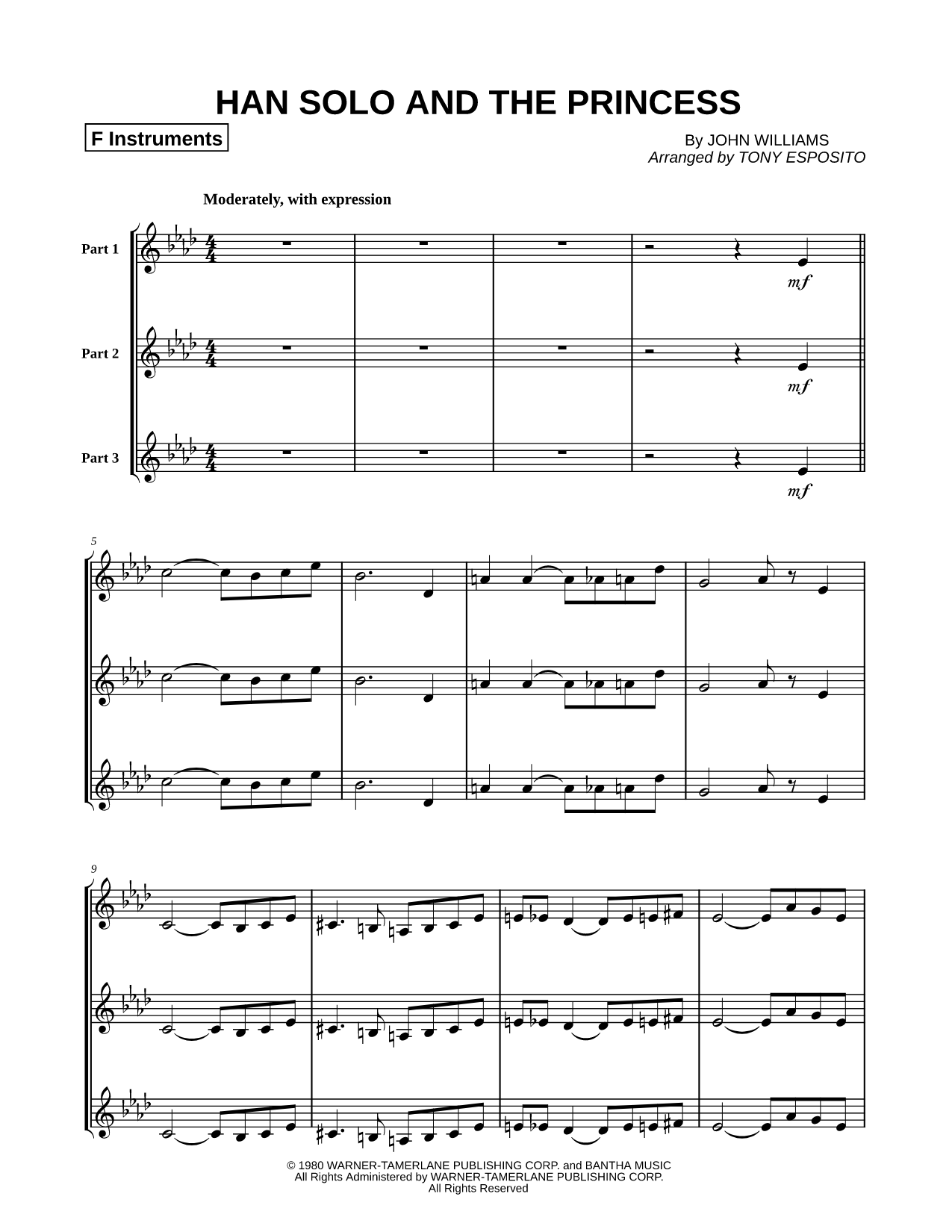 Han Solo and the Princess - F Instrument Trio