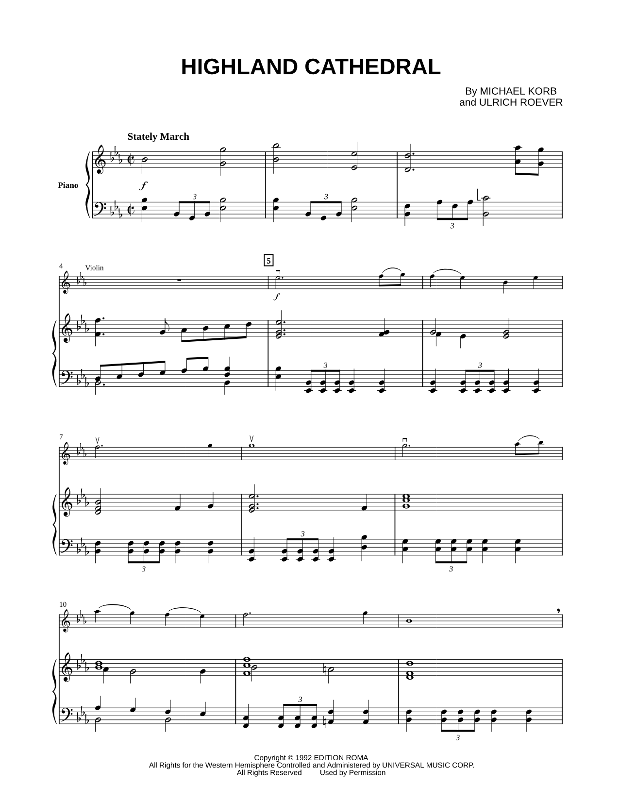 Highland Cathedral - Piano Accompaniment (Violin)