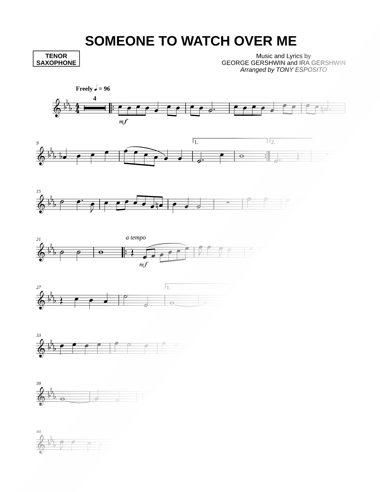 Someone to Watch Over Me - Tenor Saxophone