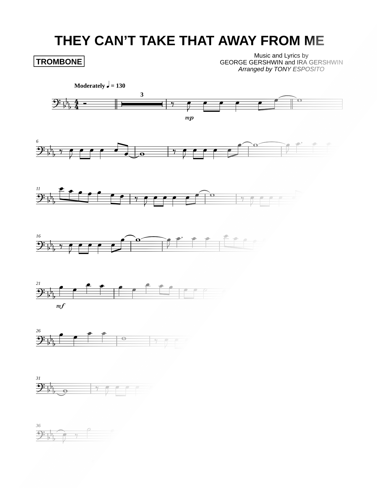 They Can't Take That Away From Me - Trombone