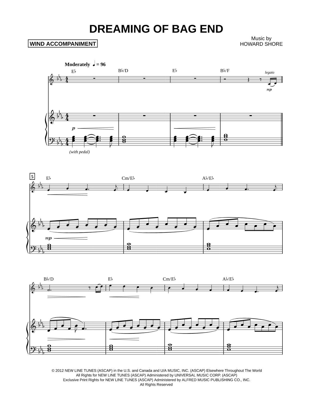 Dreaming of Bag End - Piano Accompaniment (Winds)