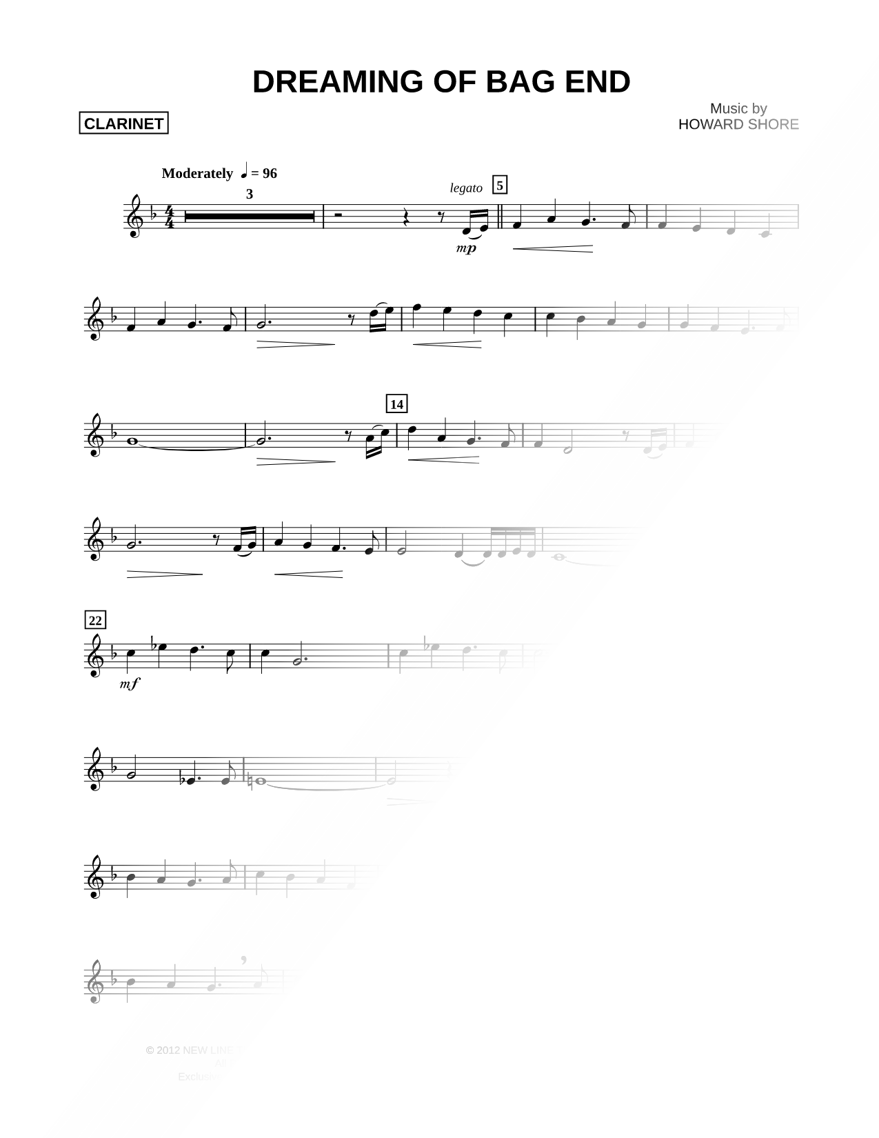 Dreaming of Bag End - Clarinet