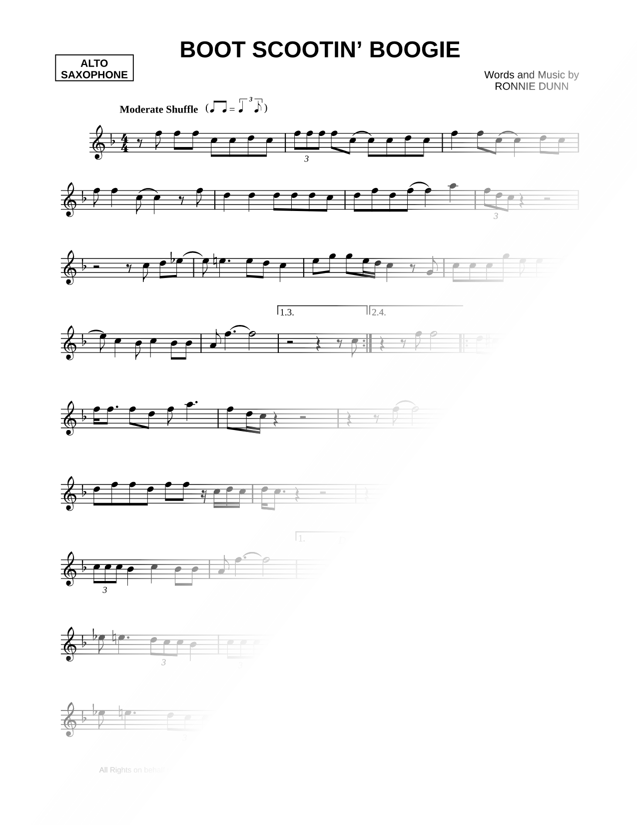 Boot Scootin' Boogie - Alto Saxophone