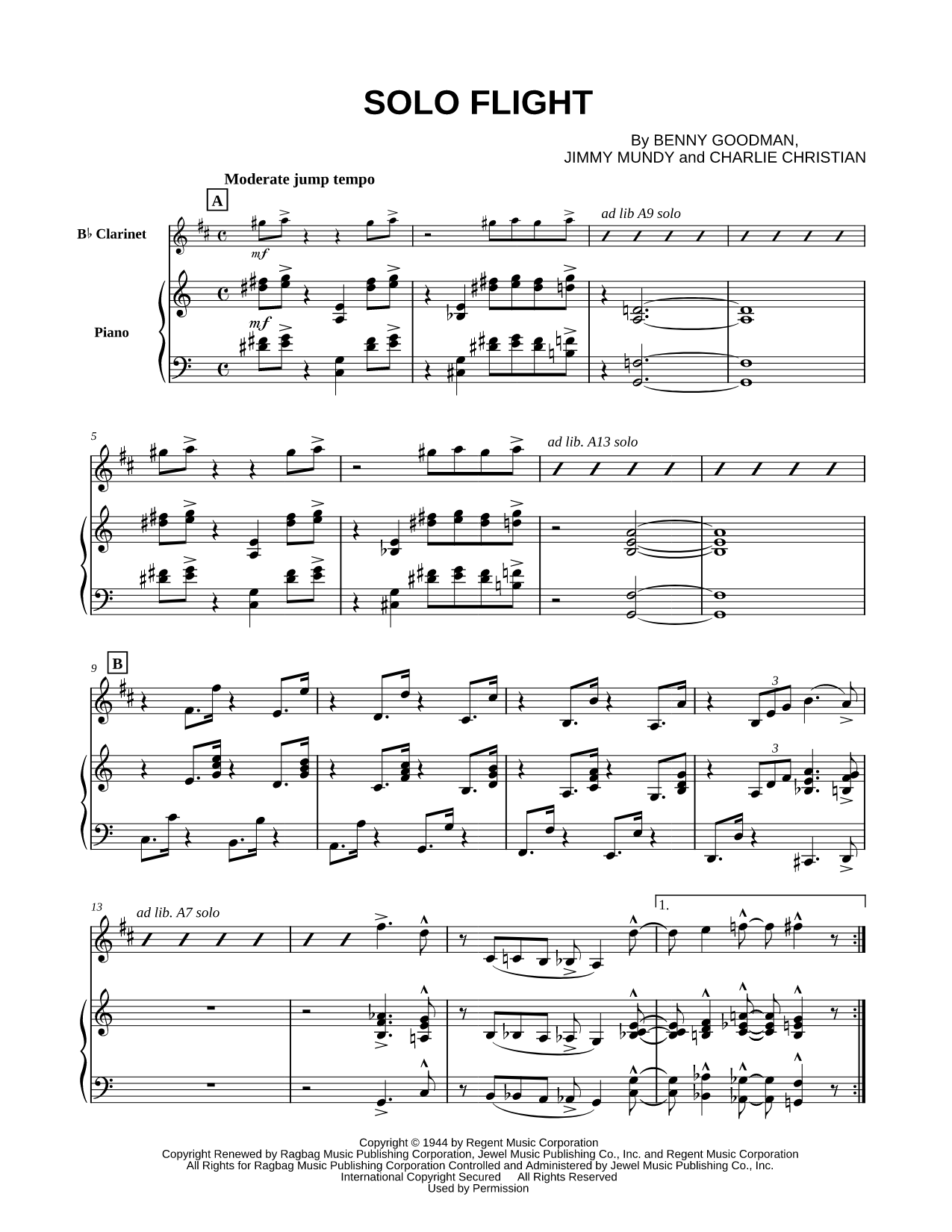 Solo Flight - Piano Accompaniment