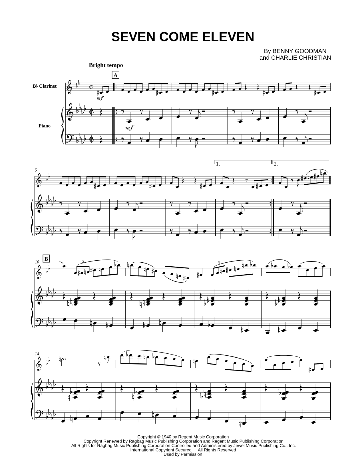 Seven Come Eleven - Piano Accompaniment