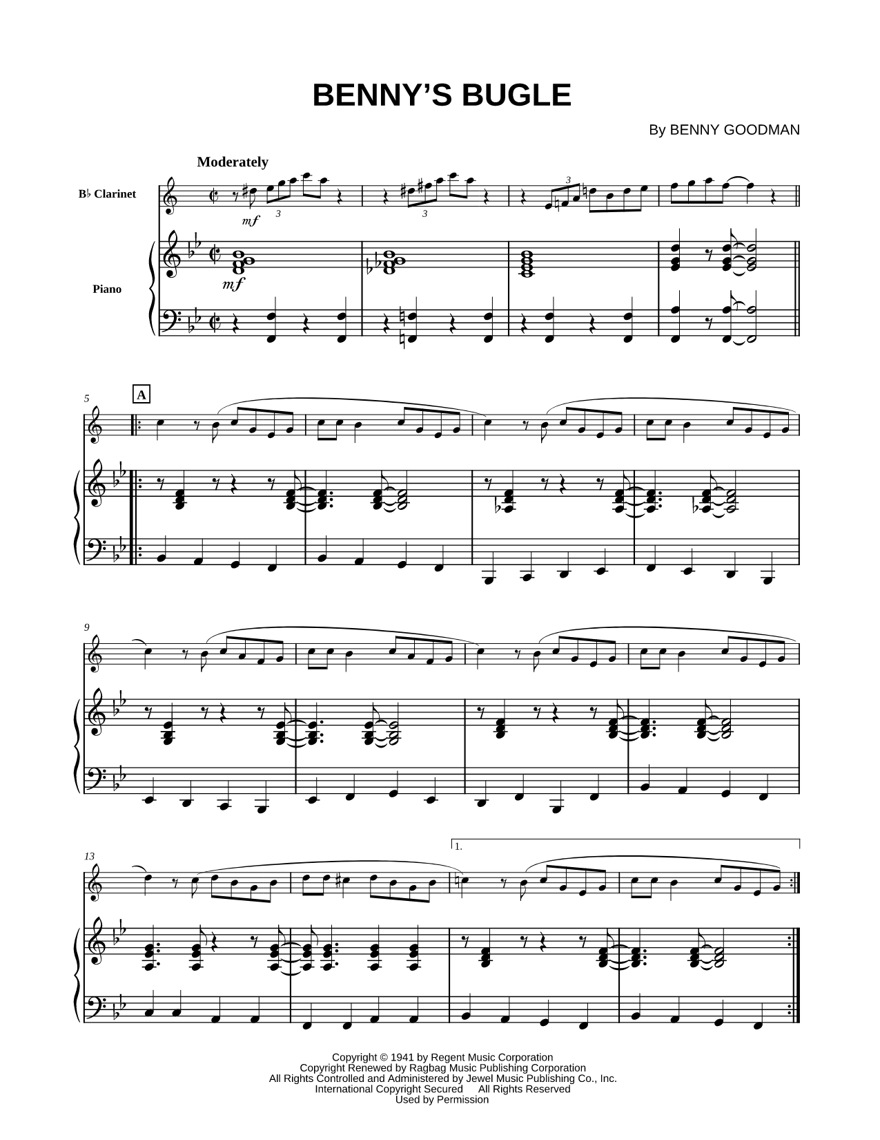 Benny's Bugle - Piano Accompaniment