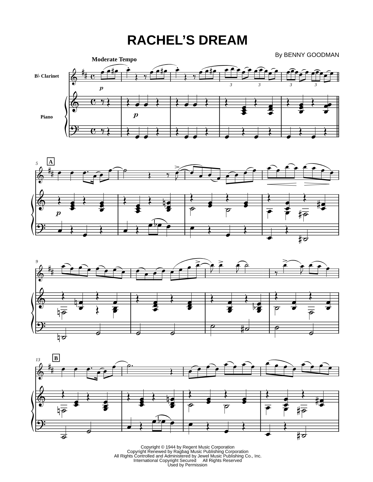 Rachel's Dream - Piano Accompaniment