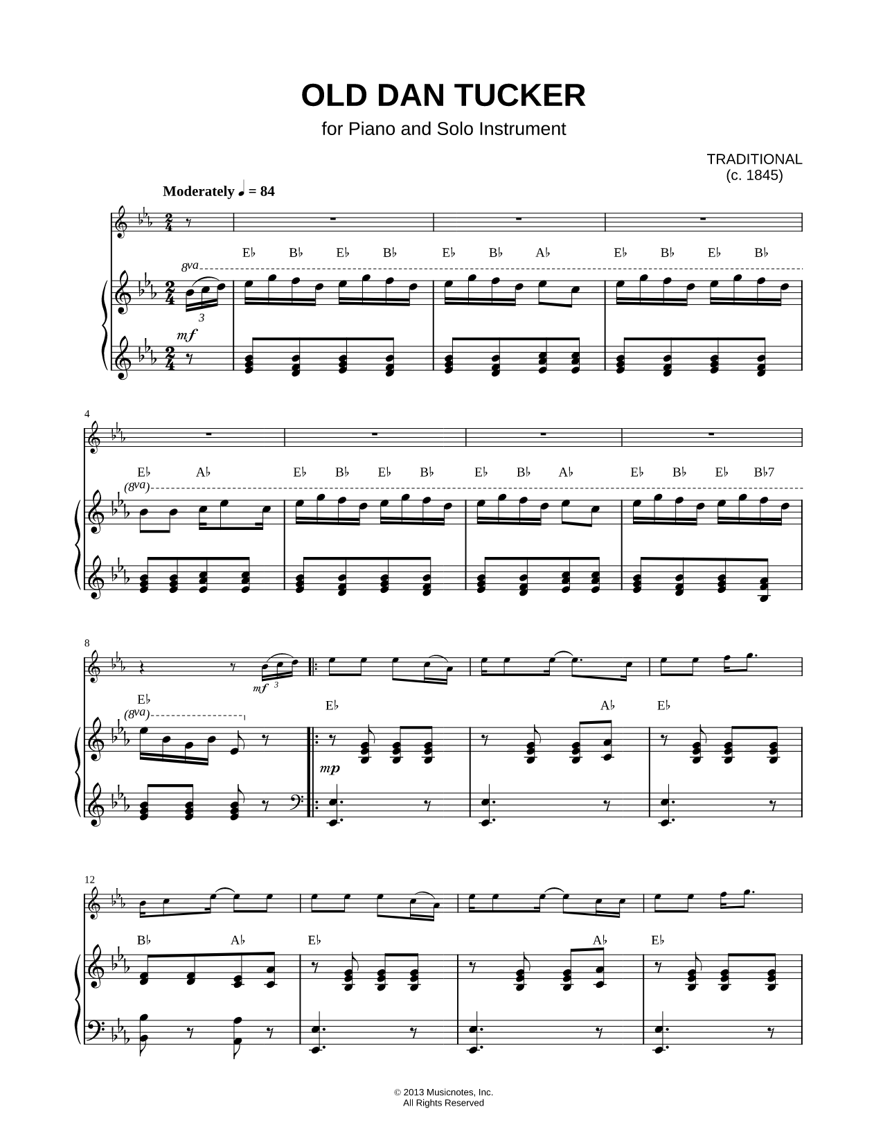 Old Dan Tucker - Piano Accompaniment