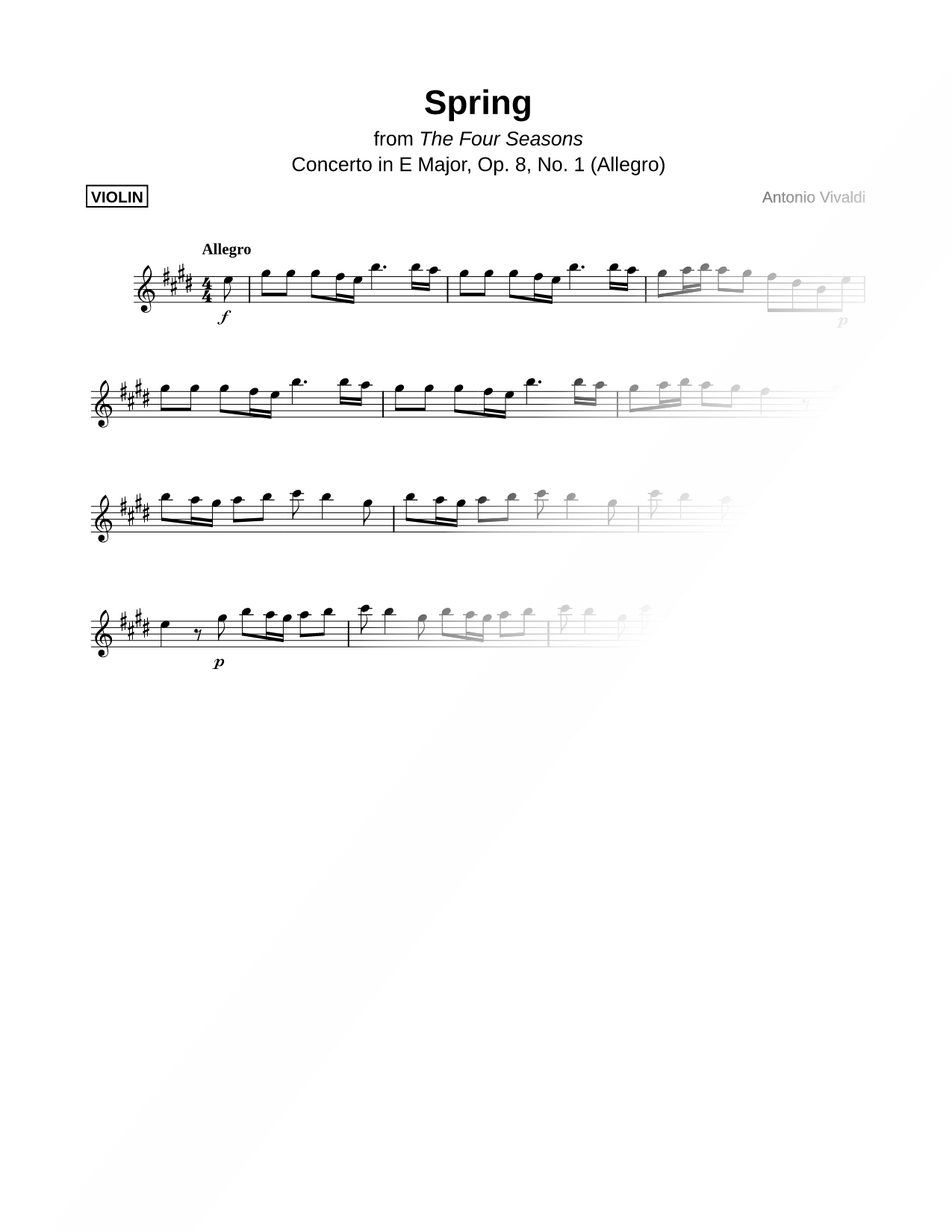 Spring from the Four Seasons (Allegro Excerpt)