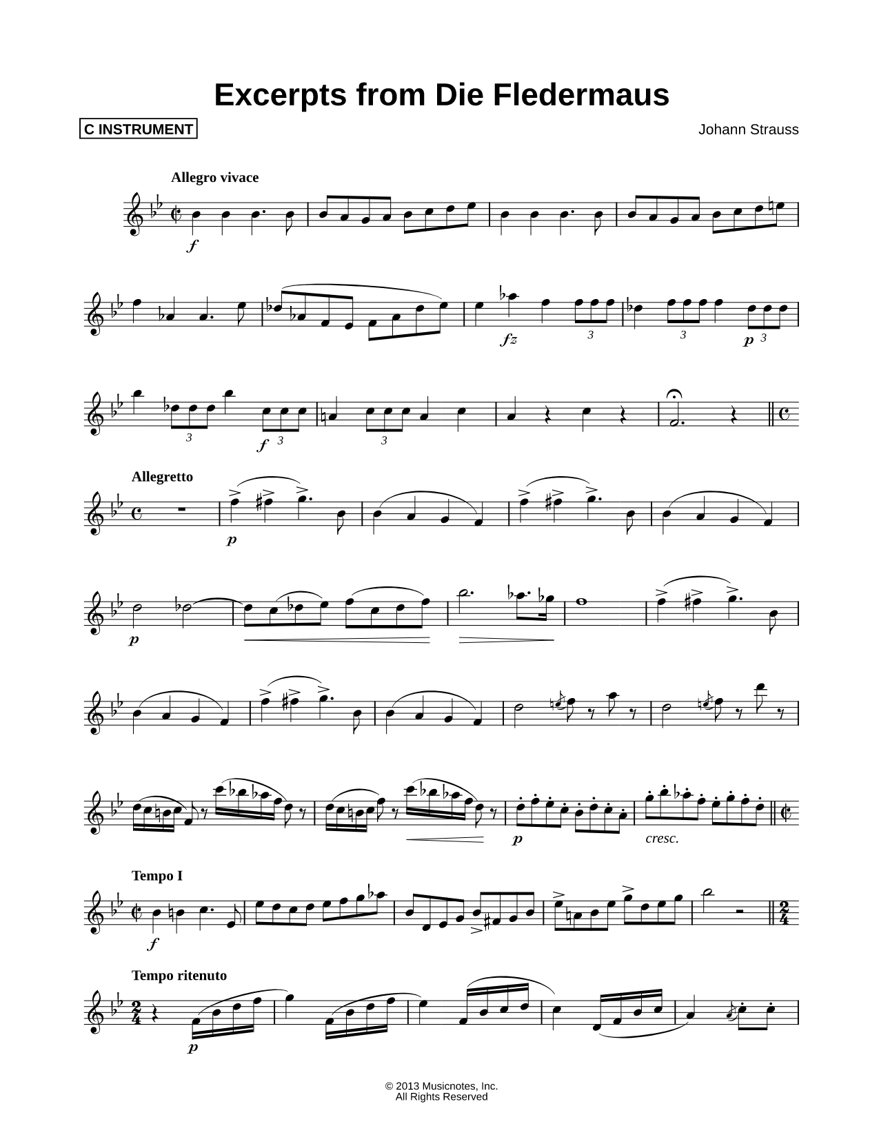 Excerpts from Die Fledermaus - C Instrument