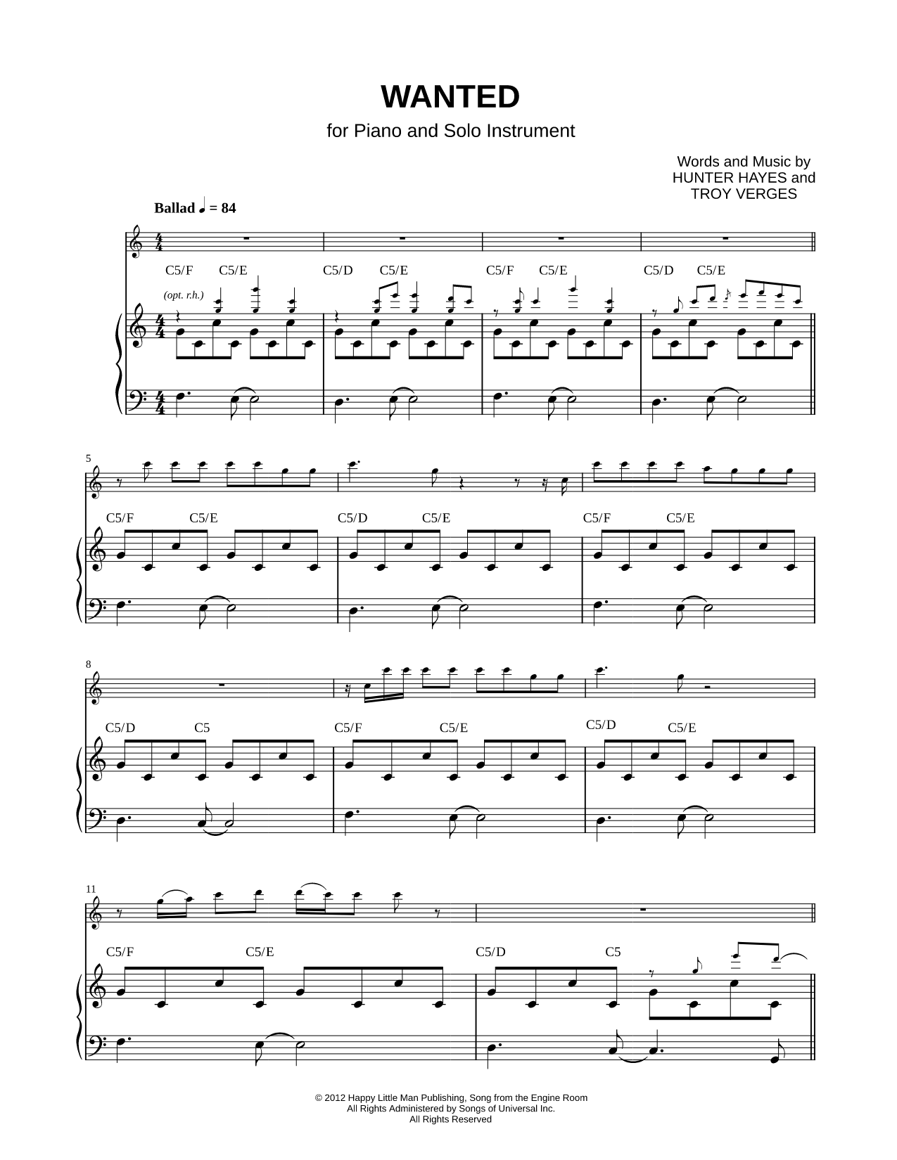 Wanted - Piano Accompaniment