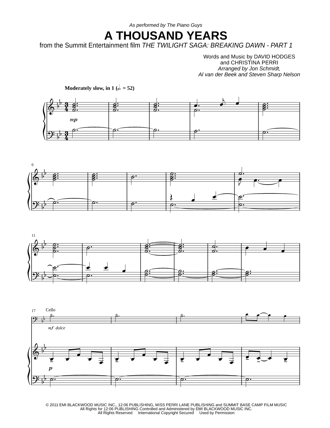 A Thousand Years - Piano Accompaniment