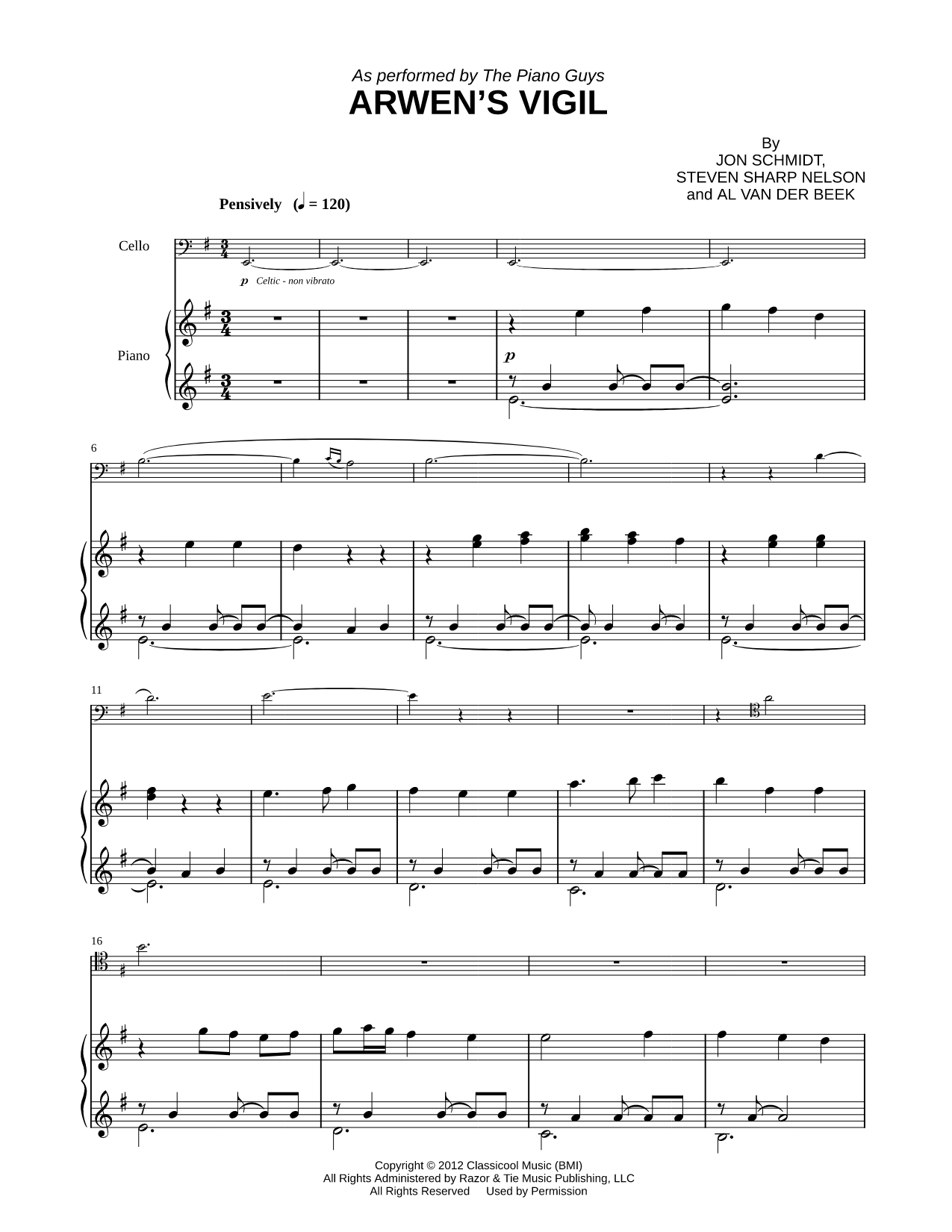Arwen's Vigil - Piano Accompaniment