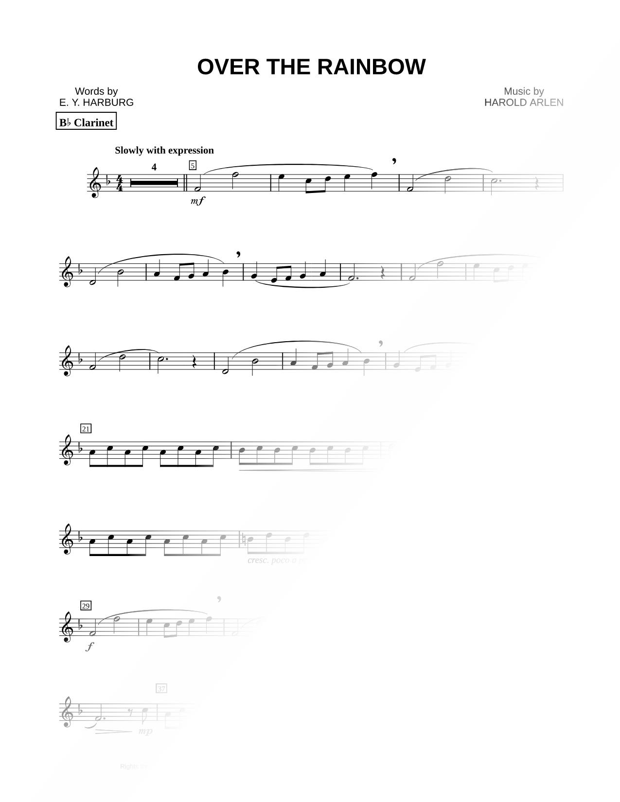Over the Rainbow - Clarinet