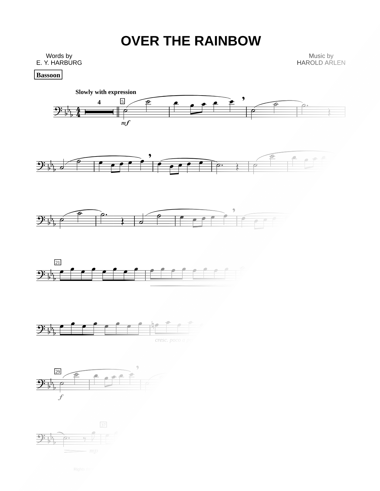 Over the Rainbow - Bassoon