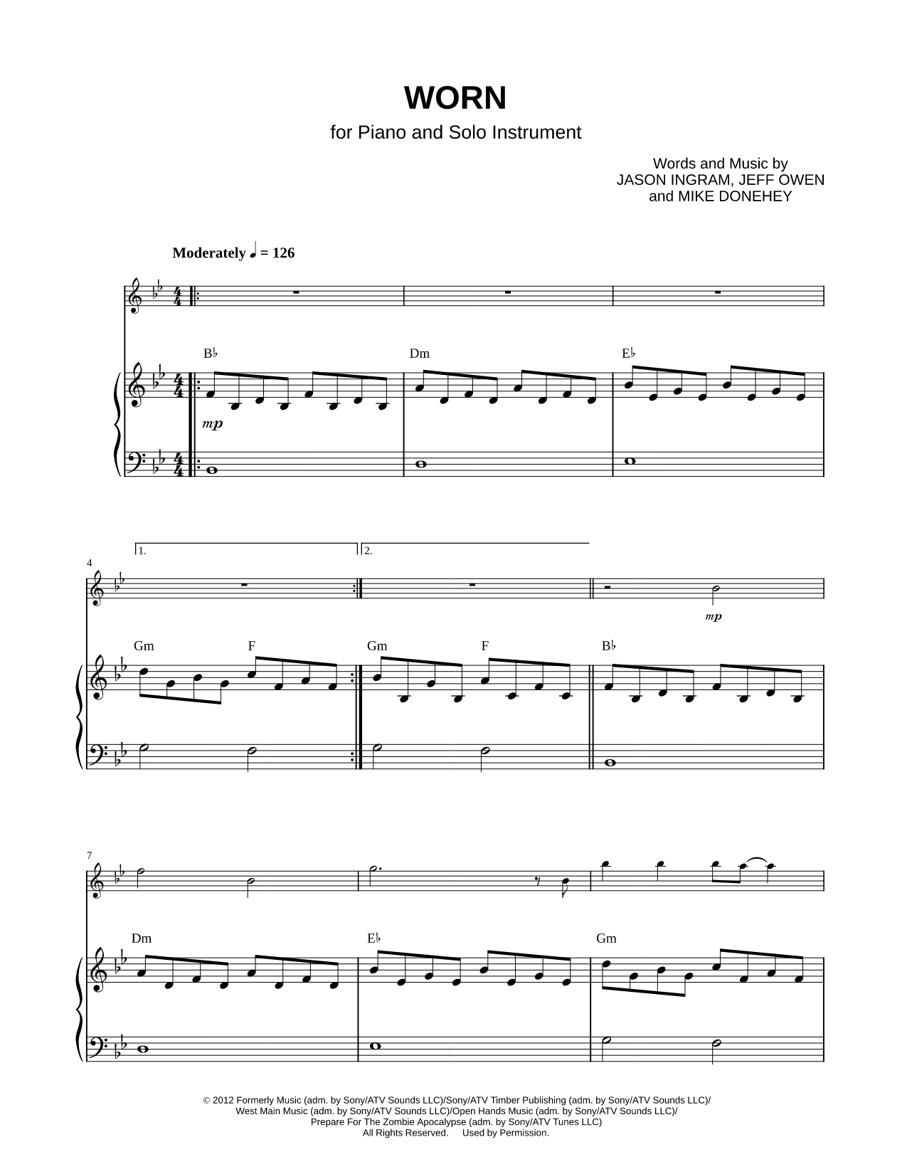 Worn - Piano Accompaniment