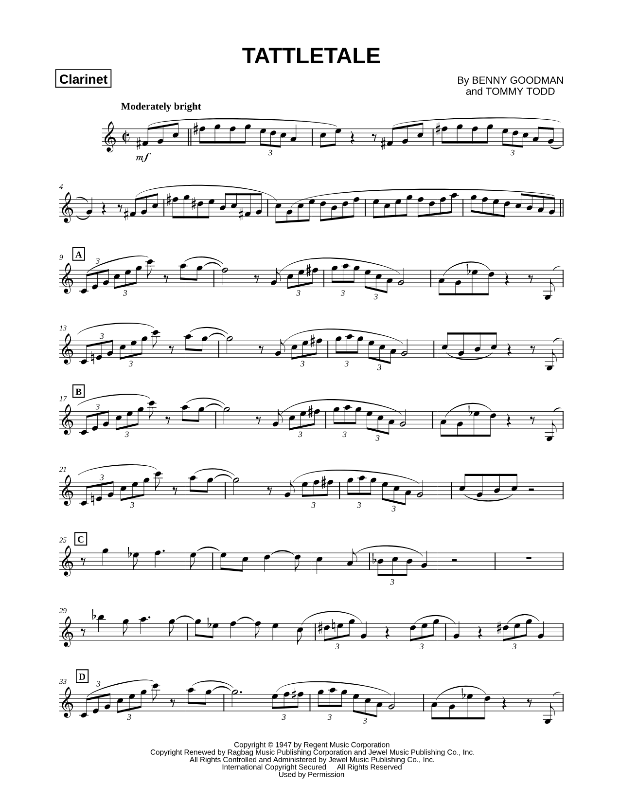 Tattletale - Clarinet