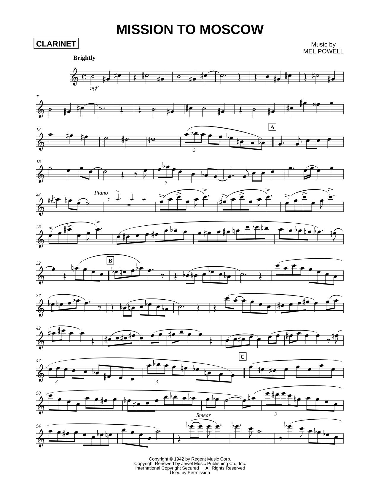 Mission To Moscow - Clarinet