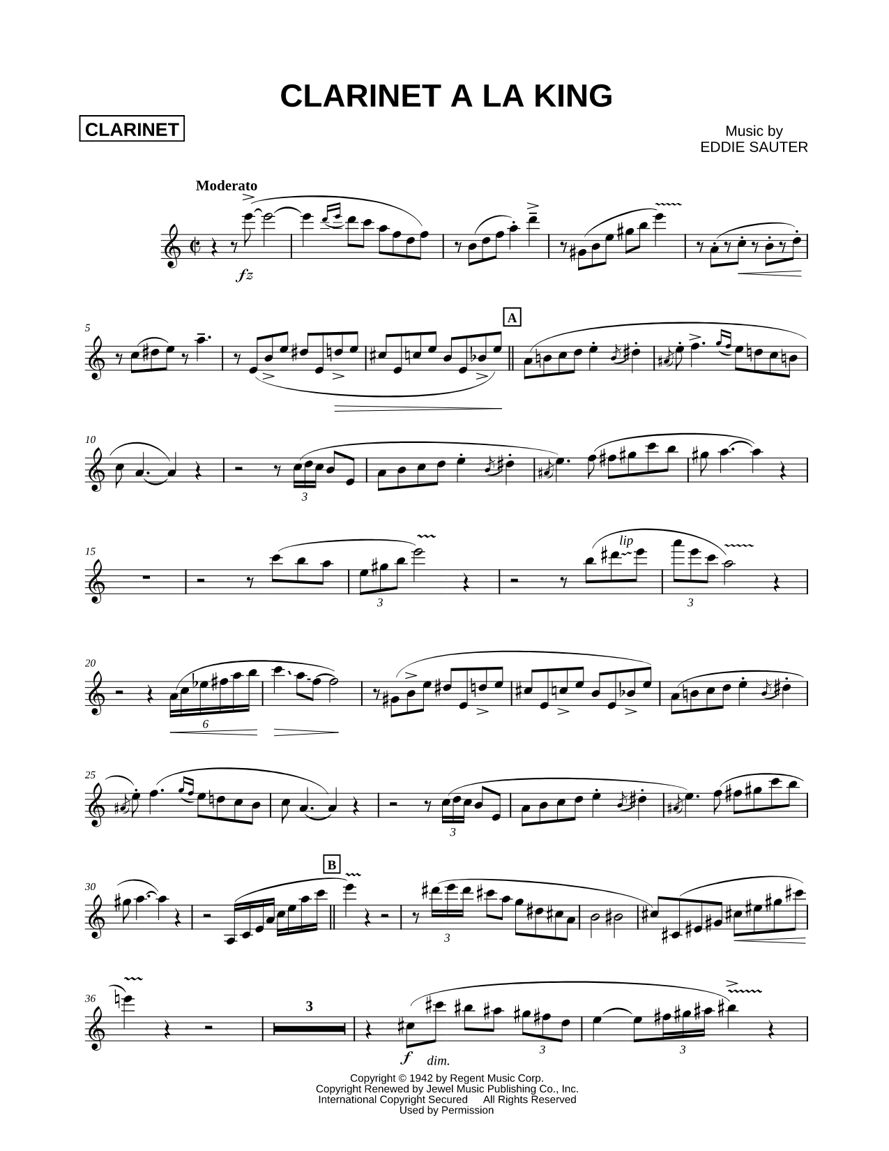 Clarinet a La King - Clarinet