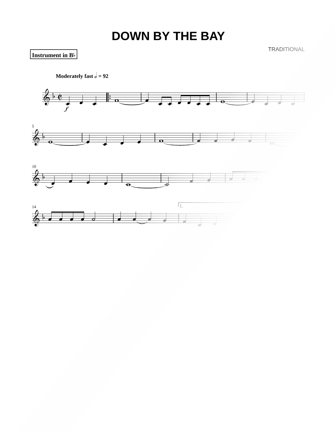 Down by the Bay - Bb Instrument