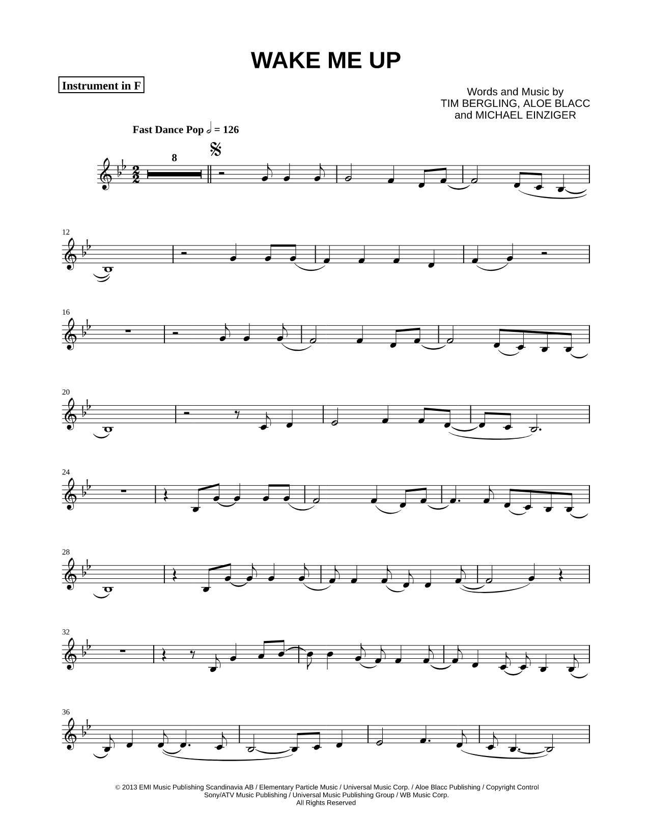 Wake Me Up - F Instrument