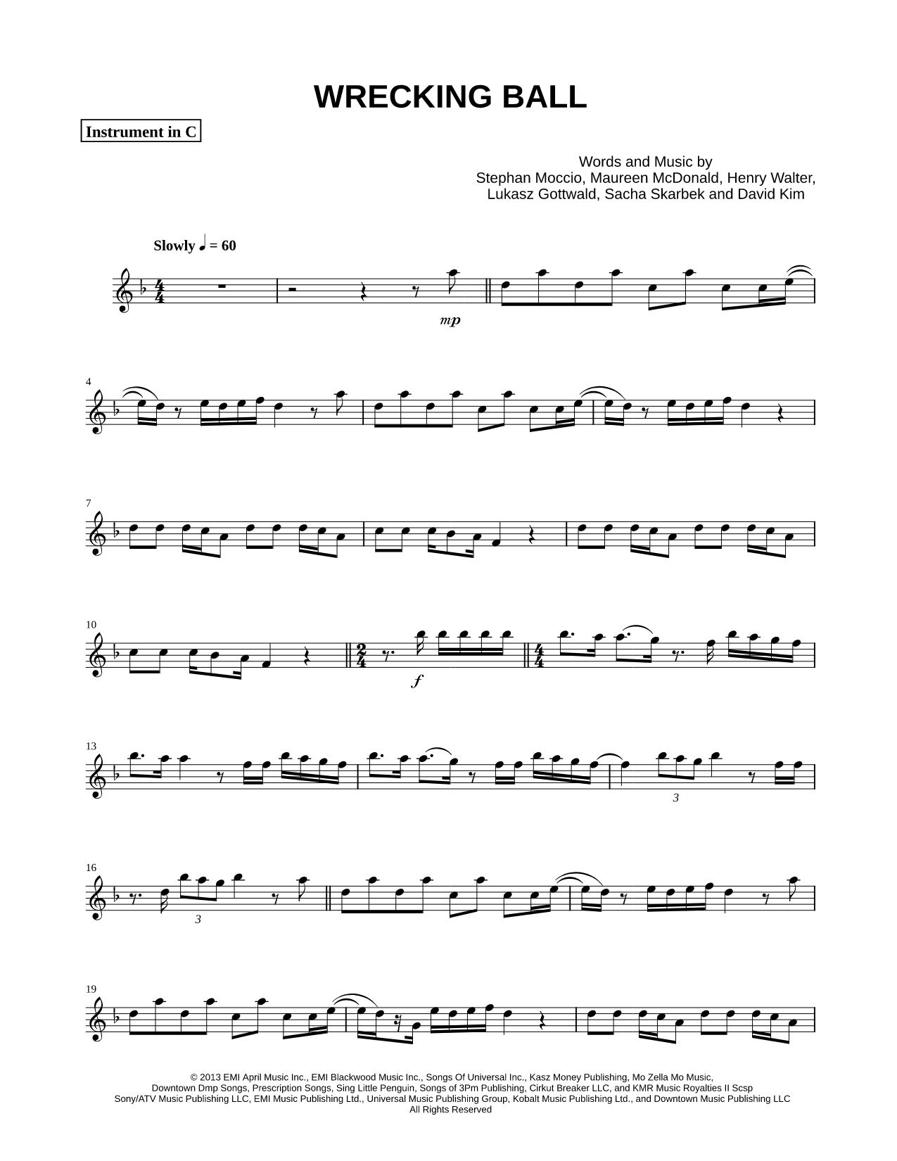 Wrecking Ball - C Instrument