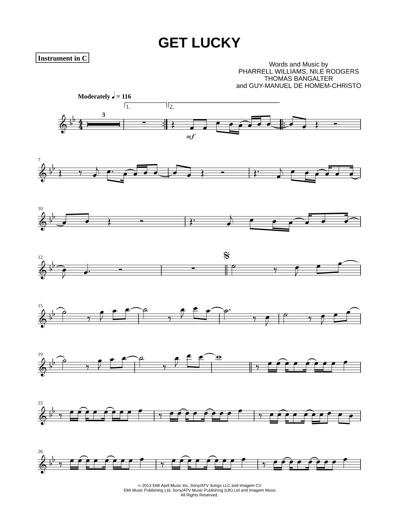 Get Lucky - C Instrument