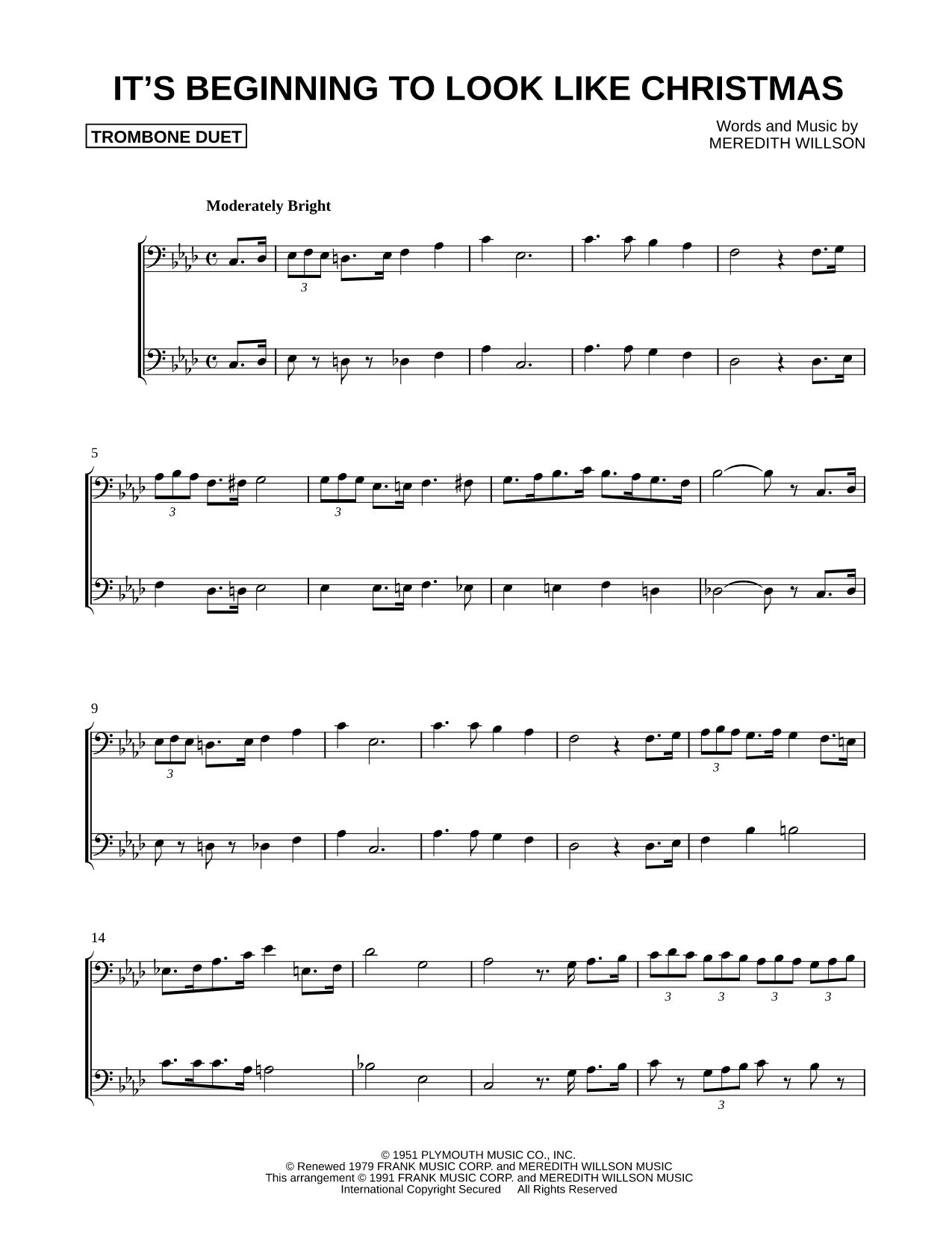It's Beginning to Look a Lot Like Christmas - Trombone Duet