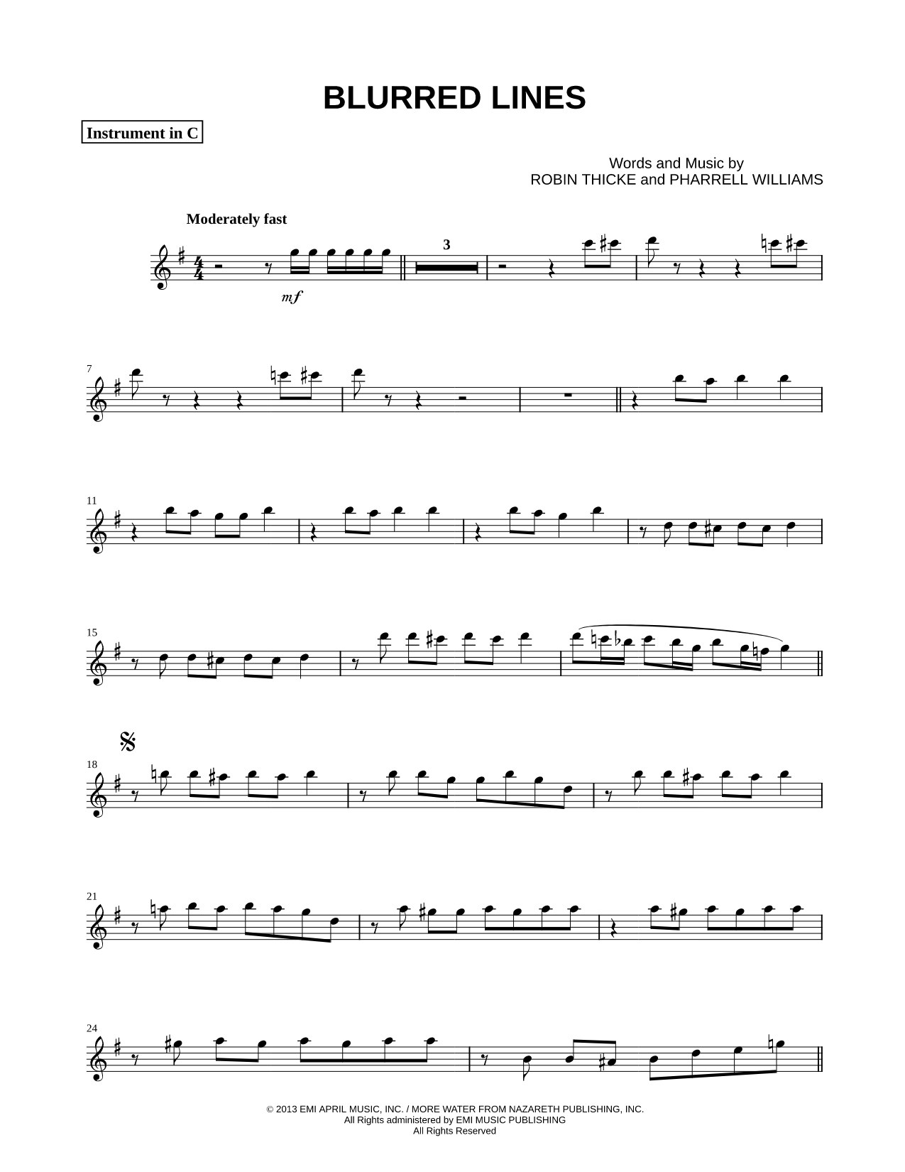 Blurred Lines - C Instrument